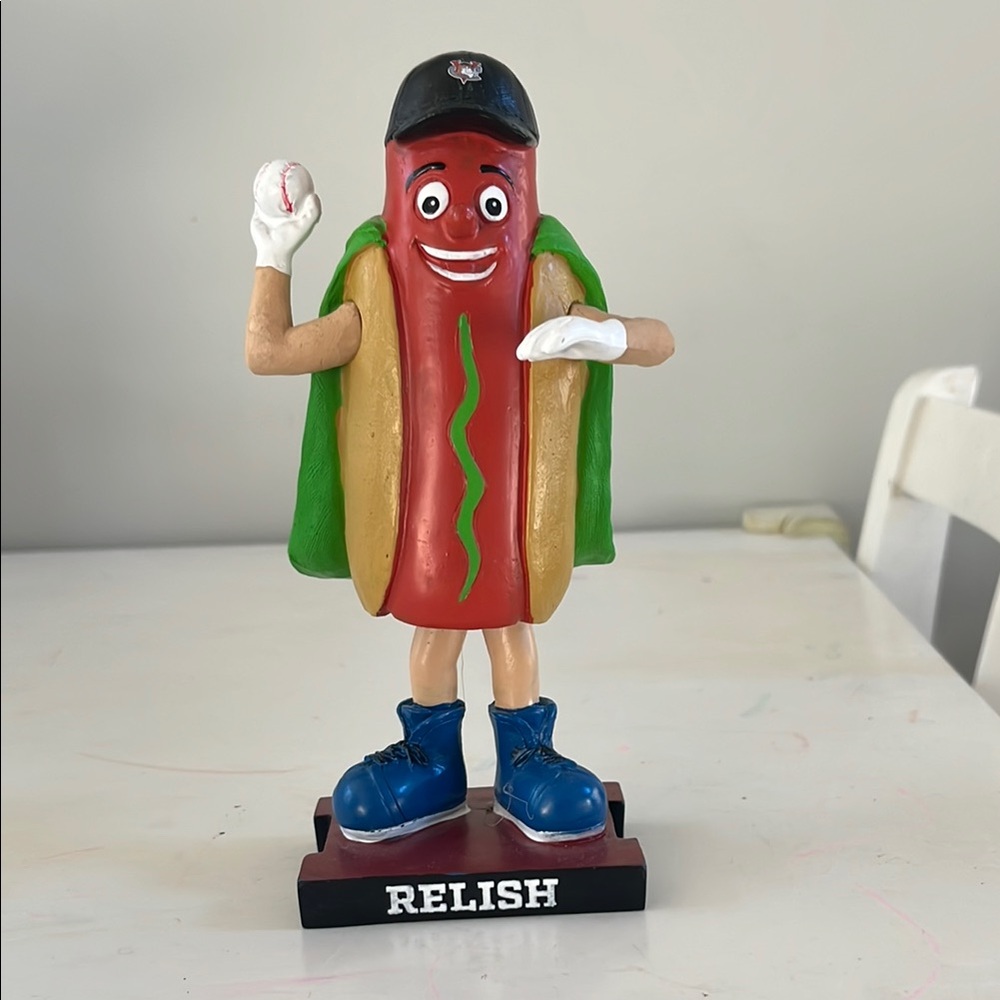 Bobblehead Hot Dog Figurine with Blue Shoes